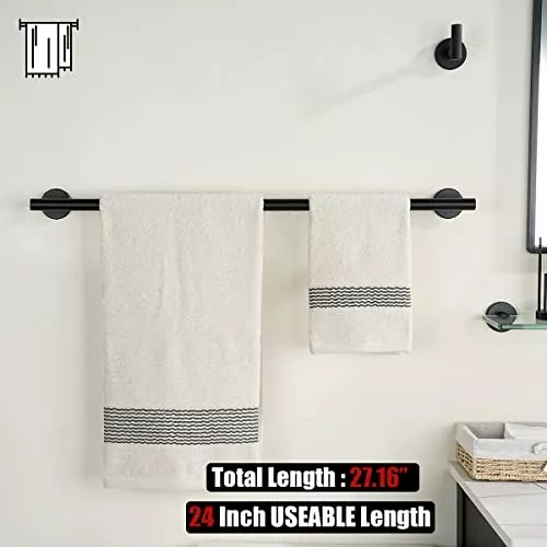 Toallero negro, soporte para toallas de mano para baño montado en la p -  VIRTUAL MUEBLES