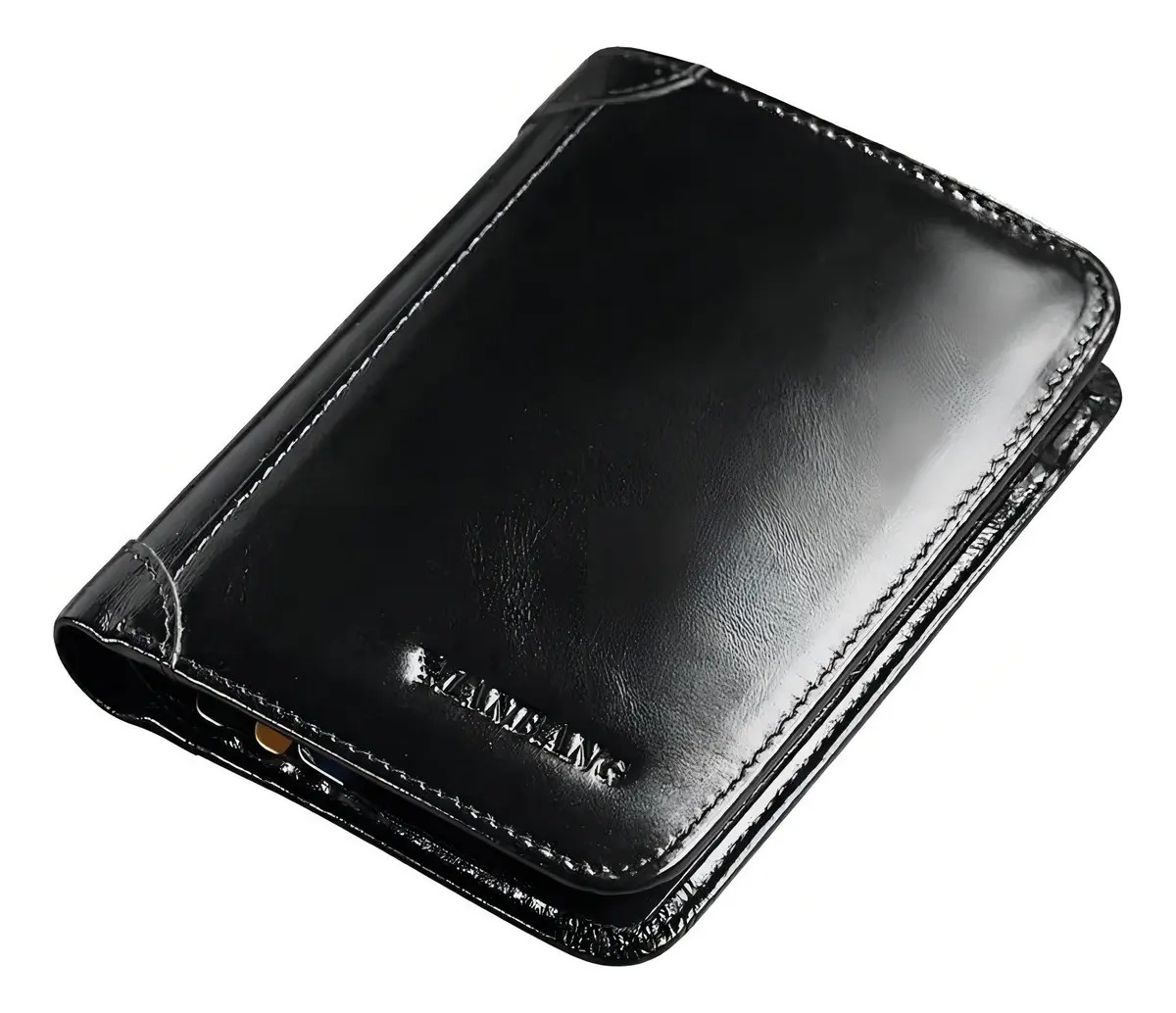 Manbang Classico Carteira Couro legitimo cor Preto Liso