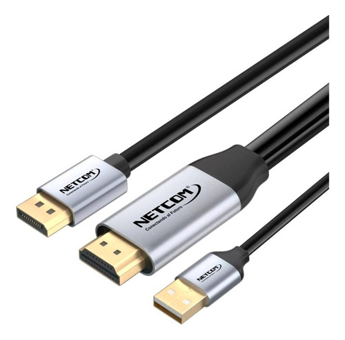 Cable Hdmi A Displayport Netcom De 1.80 Metros Uhd 4k 60hz