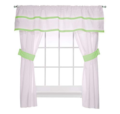 Set Cortinas Baby Doll Medallion 5 Pzs, Verde Manzana.