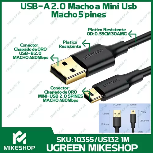 Cable USB 2.0 impresora, tipo A Macho a tipo B Macho, 1.0 metros