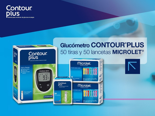 Imagen 2 de 5 de Glucómetro Contour Plus Con 50 Tiras Y 50 Lancetas