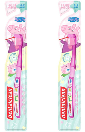 2x Escova De Dente Baby Peppa Pig 0-2 Anos Rosa Dentalclean