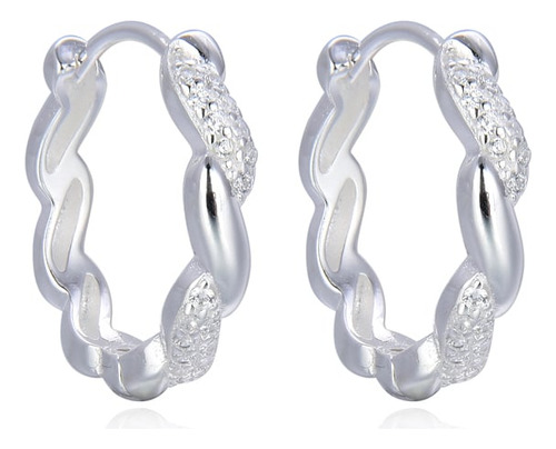 Aros Argollas Plata 925 Y Piedras Diametro 1,7 Cm (arg20027)