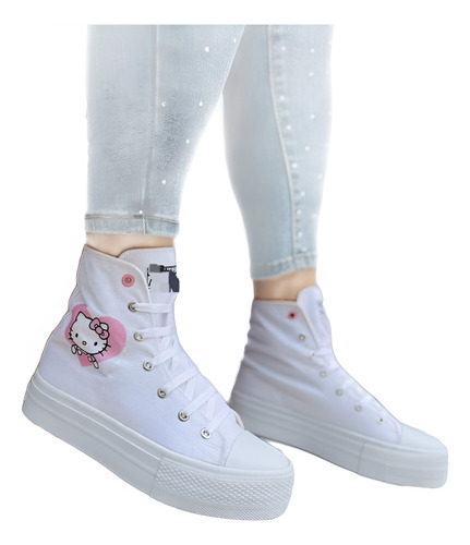 Tenis Urbano Tipo Bota Blanco Para Dama Basik