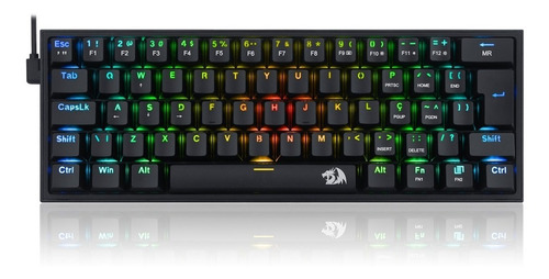 Teclado Redragon Fizz K617 Preto Rgb Qwerty Pt-brown Preto Português Brasil