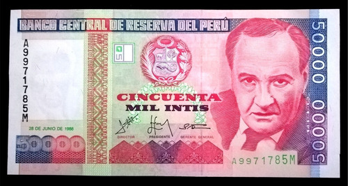 50000 Intis Colección Billetes Nuevos Originales Del B C R
