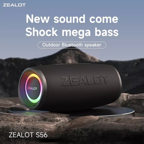 Bocina Bluetooth Portátil Zealot S56 50w Ipx67 Batería Negro