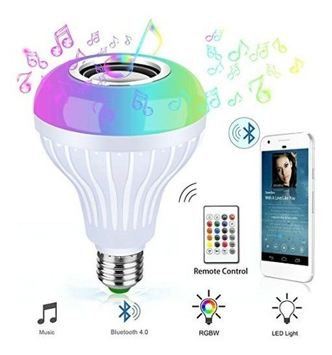 Imagen 3 de 3 de Foco Parlante Bluetooth Multicolor Luces Led