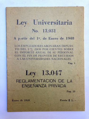 Ley Universitaria-reglamentación De La Enseñanza Privada1918