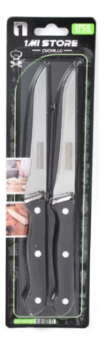 Set 4 Cuchillos De Acero Mango Acrílico Negro