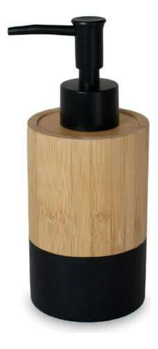 Dispenser Jabon Liquido Bamboo Base Negro Redondo