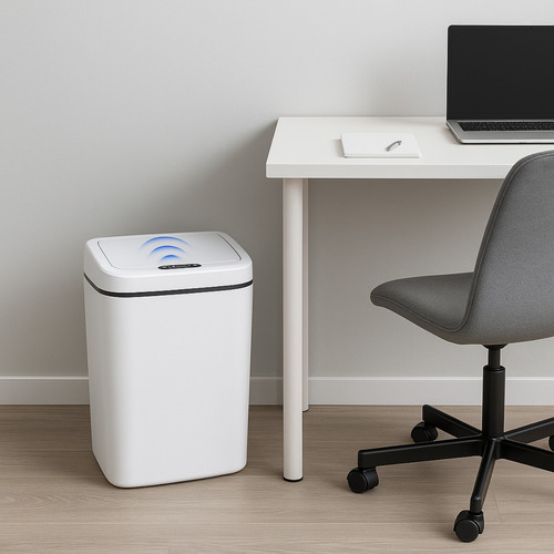Lixeira Inteligente Com Sensor Automática Usb Recarregável Branco