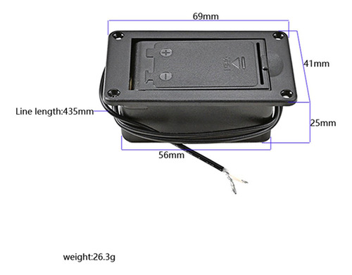 Caja De Batería Para Pastilla De Guitarra, Cubierta Negra