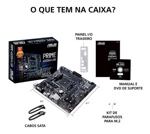 Imagem 5 de 5 de Placa-mãe Asus Prime A320m-k/br, Amd Am4, Matx, Ddr4