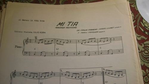2 Partituras Piano Mi Tia (merengue) Y  La Poca Cosa Xiv-316
