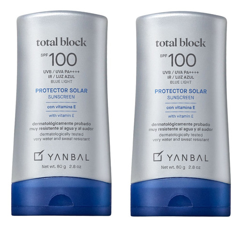 Total Block Spf 100 Protector Solar 80g Kit X2 Yanbal