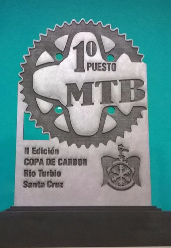 Imagen 4 de 4 de Trofeos Placa Fibro Con Relieve + Base De Madera 30 Cm Alto