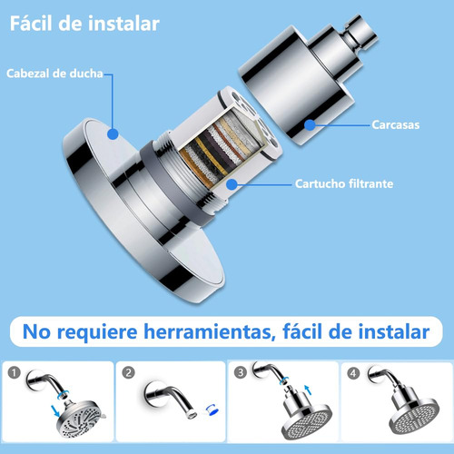 Regadera Con Filtro Para Ducha,ducha De 6 '' Con 20 Etapas