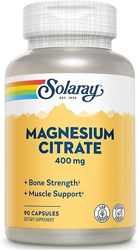 Citrato De Magnesio (400mg) 90 Capsulas - Solaray