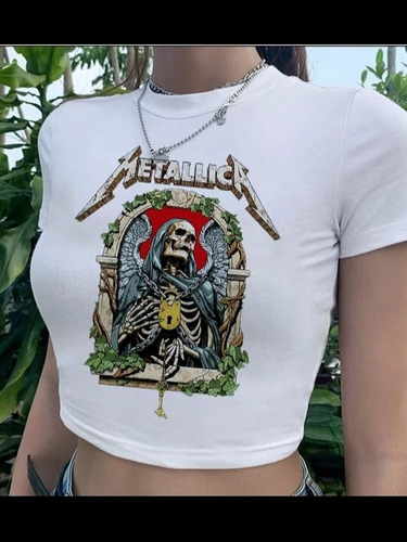 Polera Metallica Mujer Corta