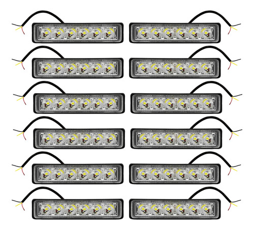 6 Par Faro Barra 6 Led Con Estrobo Auto Moto Rzr 4x4