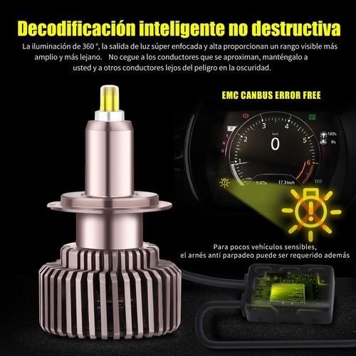 Alta Potencia H7 Canbus Faros Bombilla 360 Grados Automoción