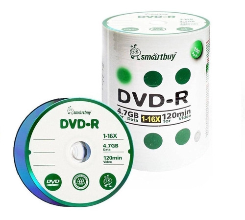 100 Mídia Virgem Dvd Smartbuy Logo 4.7gb 120min Dvdr