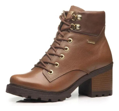 Bota Cuero Acordonada Pegada Taco Alto Invierno Calidad 