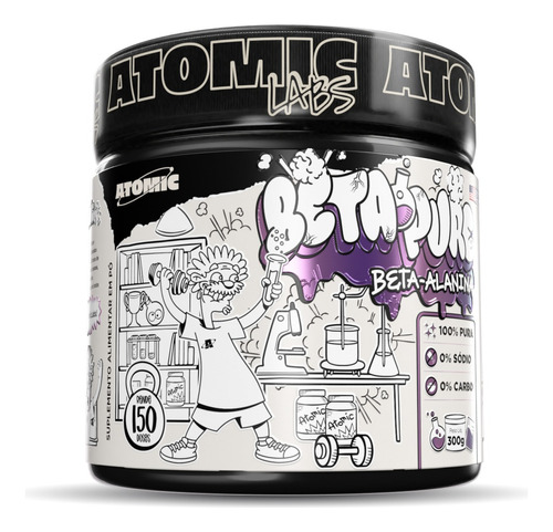 Atomic Labs Beta Pure 300g - Beta Alanina 100% Pura Pré Treino suplemento em pó - Sabor Natural - Rende 150 doses