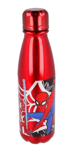 Botella Termo Escolar Spiderman De Aluminio 600 Ml