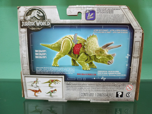 Triceratops Battle Damage Jurassic World Mattel (Usado)
