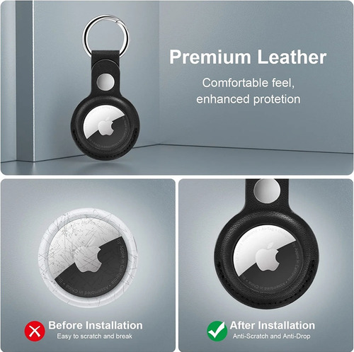 Llavero Simil Cuero Para Airtag + Protector Airtag, Dmax