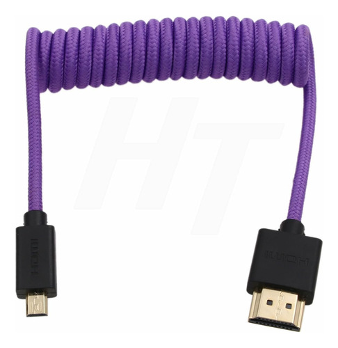 Cabo Em Espiral Trançado Micro Hdmi Para Hdmi 4k 8k 60p Para