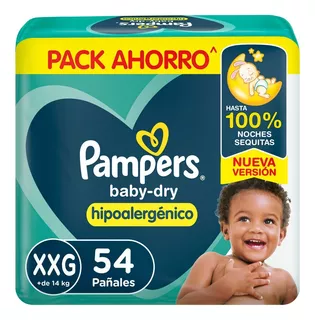 4un Pañales Pampers Baby Dry Xxg X 54 Unidades