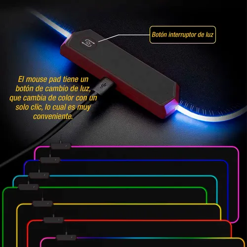 Mouse Pad Led Gamer Grande Iluminación Rgb Superficie Antideslizante Para Juego Precisión Alta Calidad Duradero Ideal Para Pc Y Laptop Estilo Único Experiencia Inmersiva Otec