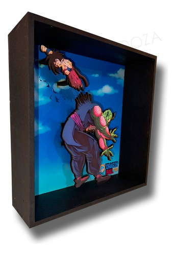 Cuadro Diorama 3d Madera Firme - Goku Vs Piccolo + Regalo! Pixelart Mendoza