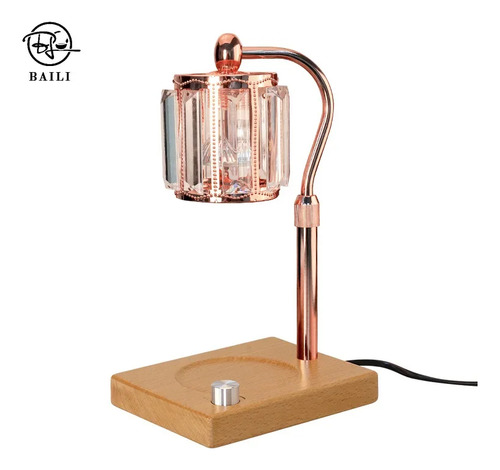 Lámpara De Madera Clara Con Vetas De Madera Y Cristal, De Ho