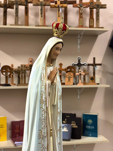 Imagem N. Senhora De Fátima 60cm Com Coroa Folheada A Ouro