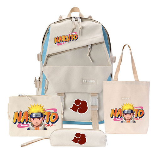 Mochila Naruto Con Accesorios, 4 Piezas