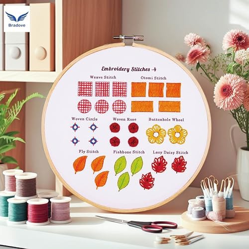 Bradove Kit De Práctica De Puntadas De Bordado De 4 Juegos,