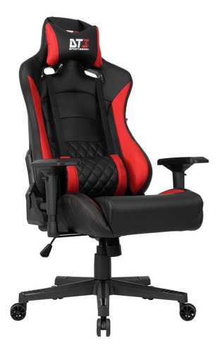 Cadeira de escritório DT3sports Ravena gamer ergonômica  preta e vermelha com estofado de couro sintético