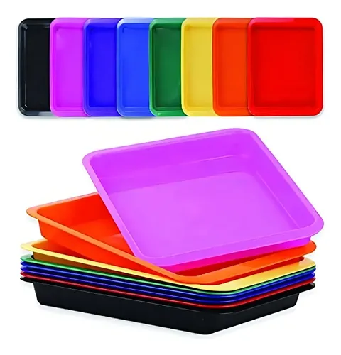 Paquete De 10 Bandejas De Plástico Para Actividades Artísticas, Coloridas Bandejas Organizadoras
