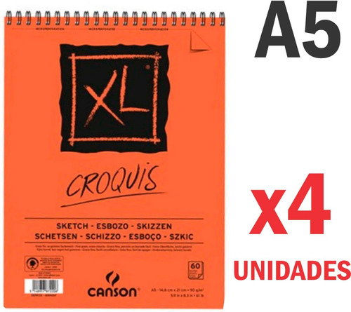 4 Block Canson Xl Croquis A5 Sketch Esbozo Carbonilla