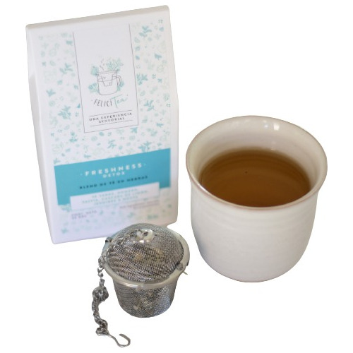 Regalo Original Té Hebras + Taza Cerámica Gres + Infusor