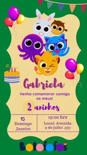 Convite bolofofos  Convite aniversario infantil, Aniversario infantil,  Convites festa infantil