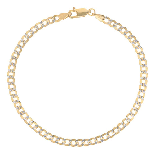 Pulsera Pulso Esclava Oro 10k Barbada 3.5mm 21cm Diamantada