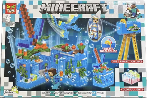 Lego Brinquedo De Montar Minecraft Mar Peixes Blocos A Batalha