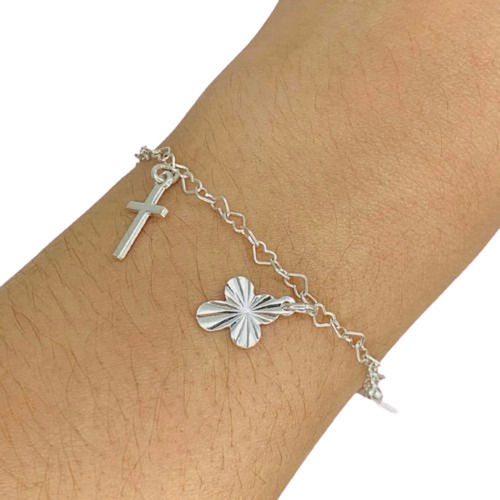 Pulsera Corazones C Cruces Colgantes Amor A Religion Ps 04 