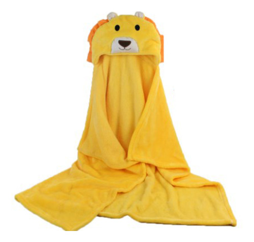 Manta De Franela Infantil Yellow Lion Con Cabeza De Animal D